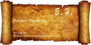 Bader Hedvig névjegykártya
